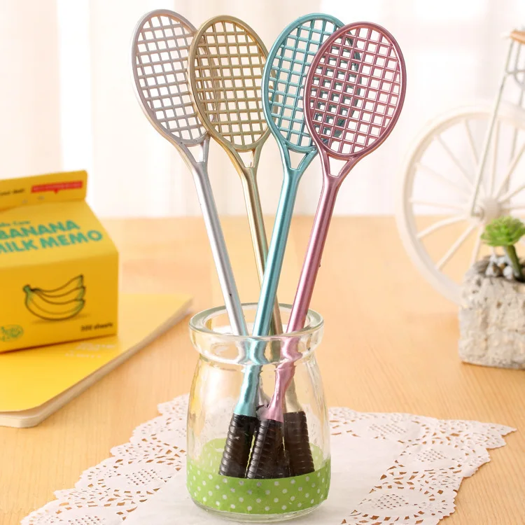 

4 pcs/lot Creative Metalline Gel Pen Cute Kawaii Tennis Racquet Neutral Pens for Writing Kids Stationery Gifts School Suppies