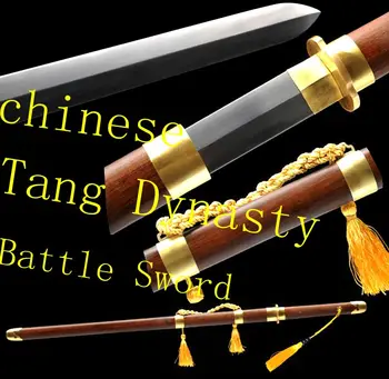 

Top Quallty Copper Knife fitted/Full Tang Folded Damascus Steel Blade Veay Sharp Chinese KungFu Sword -Tang Battle JIan Katana