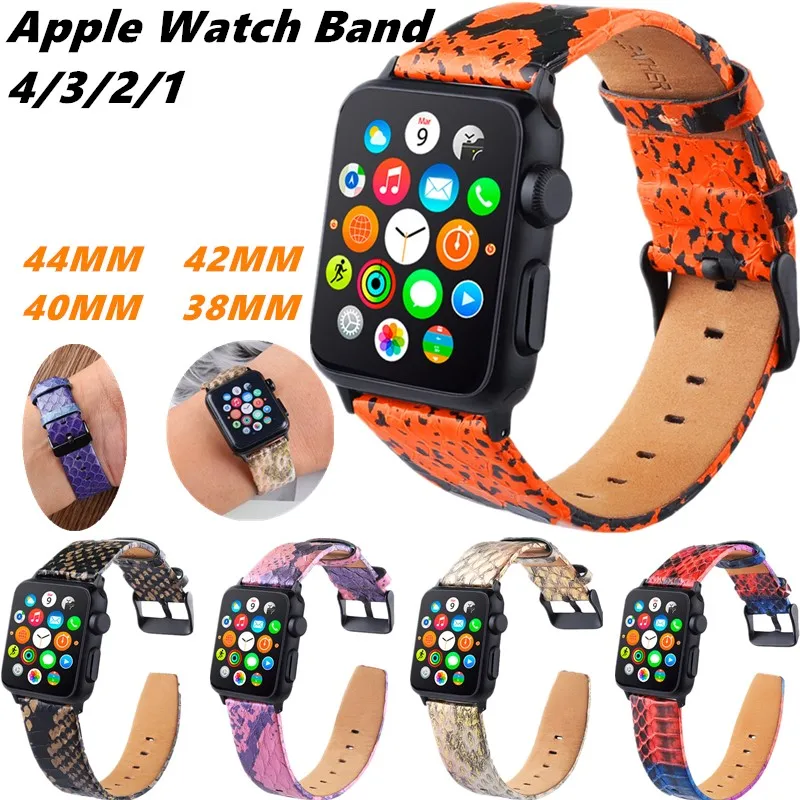 Ремешок из натуральной кожи с узором под змеиную кожу для Apple Watch Band 4 44/40 мм