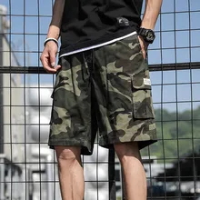 Men's Summer Fashion Simple Wild Outdoors Casual Camouflage Overalls Plus Size Sport Shorts Loose Mid Pants Calcoes casuais 50