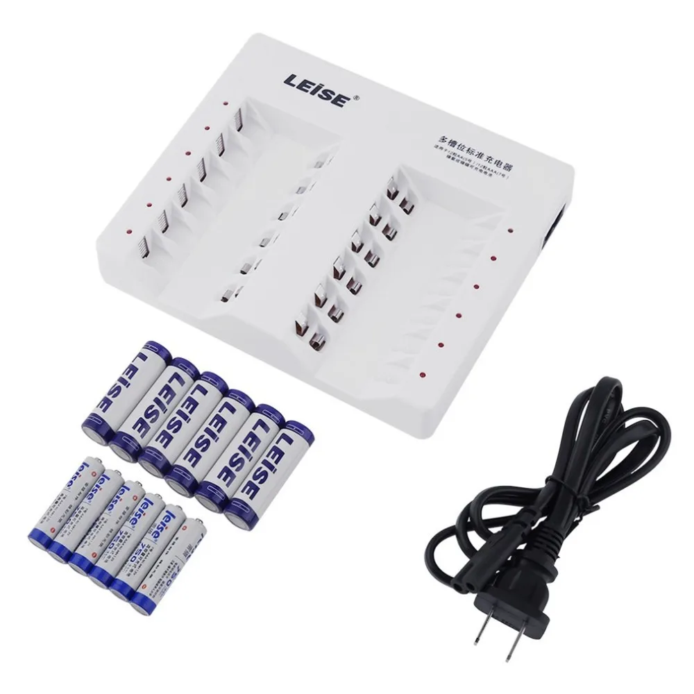 

LEISE-813 12 Slots Intelligent Standard Rechargeable Battery Charger Set Adapter For AA/AAA Batteries Ni-MH NiCD US Plug