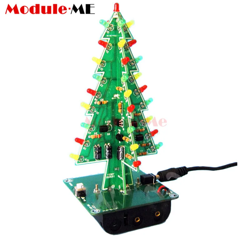 1set 3d christmas tree led diy kit red green yellow led electronic store open on christmas