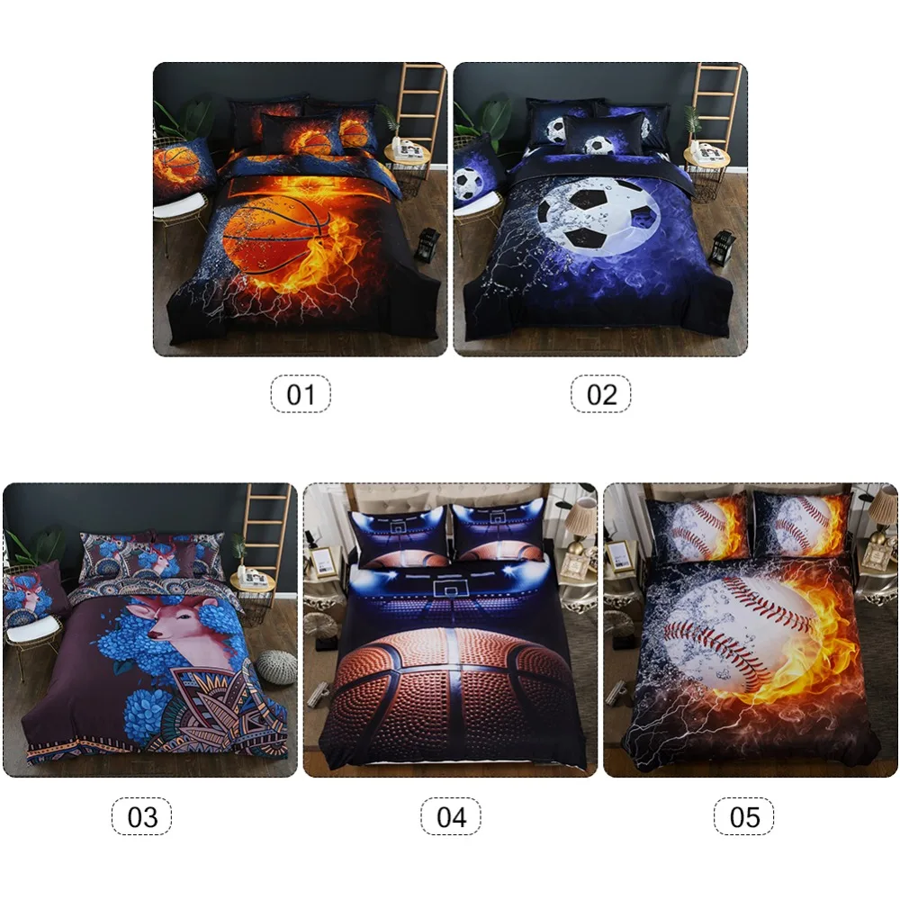 

New Arrive Polyester Bedding Set 3D Cool Animals Print Bed Clothes Comforter Cover Bed Sheet Set Pillowcase High Quality#287713