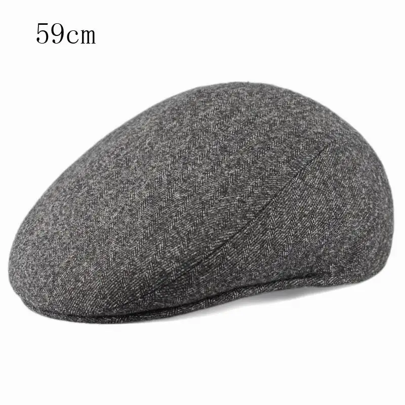 Kagenmo, мужская шапка для пожилых людей, зимняя шапка, осенняя и зимняя шерстяная шапка, большой размер 59 см, 60 см, 61 см, 62 см - Цвет: 59