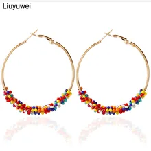 Liuyuwei новые серьги-кольца для женщин этнический Винтажный Золотой Цвет многоцветные серьги Бохо из бисера массивные ювелирные изделия YWHYE126