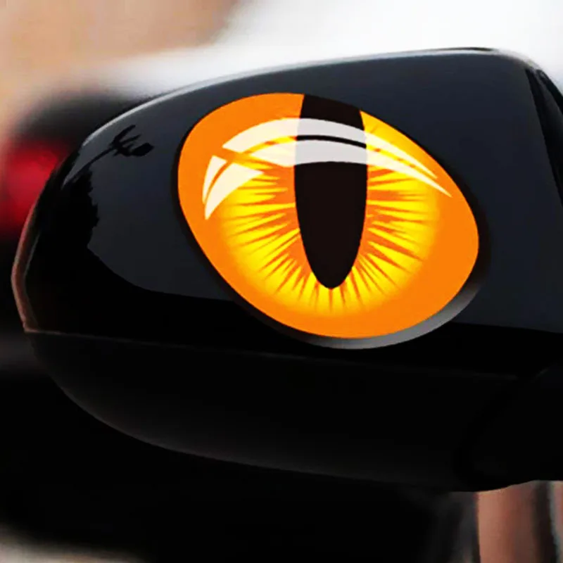 

1 Pair Simulation Cat Eyes Car Stickers 3D Vinyl Decal Car Cover Rearview Mirror Window Decoration Reflective Material