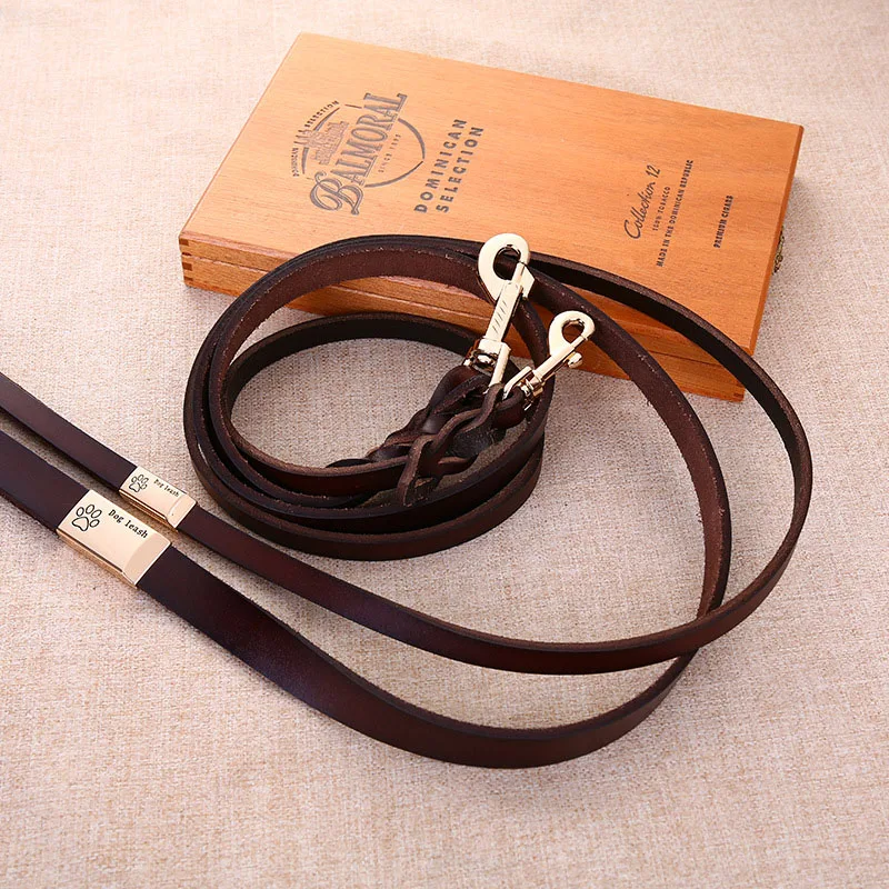 

Dog Leash Braided Genuine Leather Dog Leash for Medium and Large Dogs High Quality Real Leather Pet Walking Leash Leads 130cm