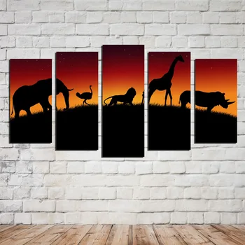 

FIVE PC NO FRAME AFRICA DESERT Oil Painting Printed Oil Painting canvas Painting posters and prints Home Decor wall art
