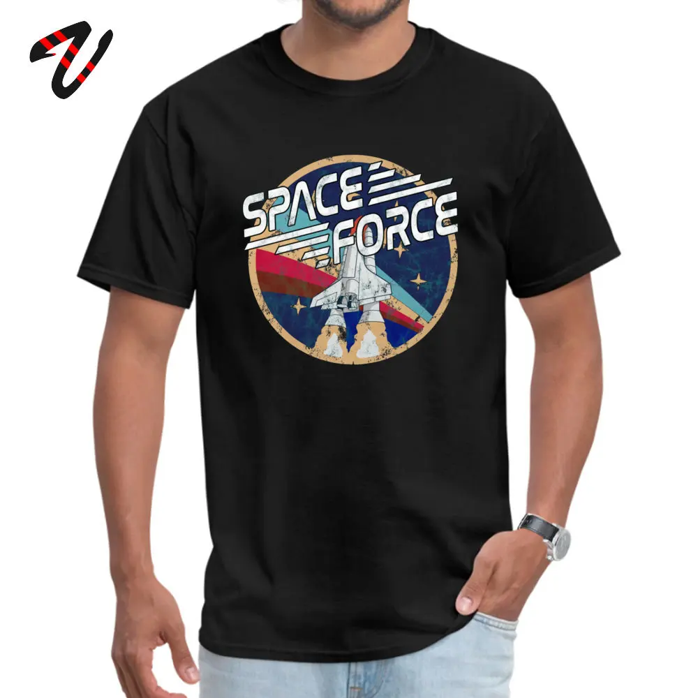 Space Force vintage apparel Men Fashionable Tops T Shirt Round Collar Summer 100% Cotton T-shirts Gift Short Sleeve Tops Shirt Space Force vintage apparel -18250 black