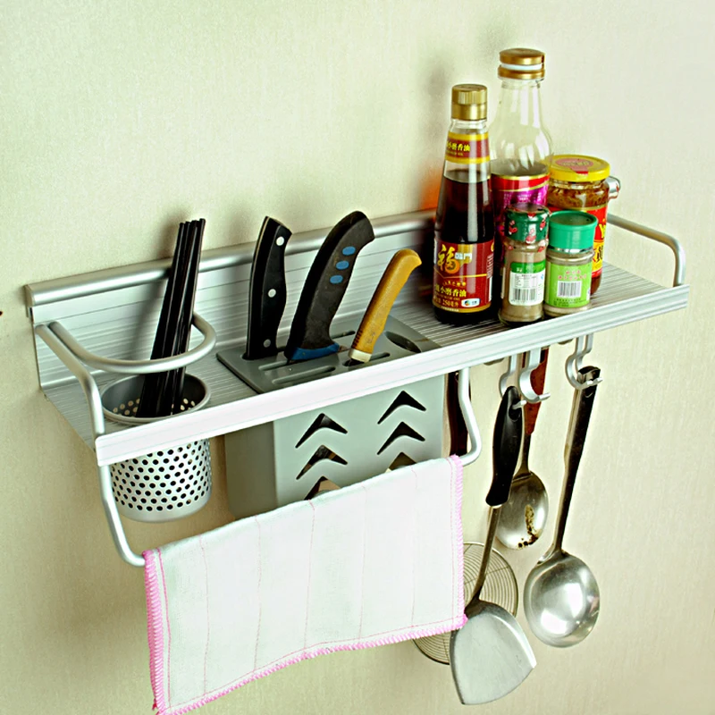 

A1 Bathroom hardware towel hook hanging kitchen space aluminum kitchen knife rack multi-function shelf rack LU5165