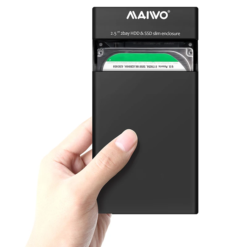 MAIWO K25682 2 Bay коробка для жесткого диска с 2,5 дюймов Sata/Hdd/Usb корпус с питанием от Usb или внешний 5В 2A адаптер Черный