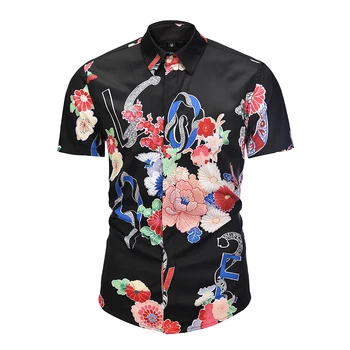 

Men Hawaiian Shirts Summer Fashion Fioral Shirt Short Sleeves camisas femininas Manga curta frete gratis Beach Shirts For Boys