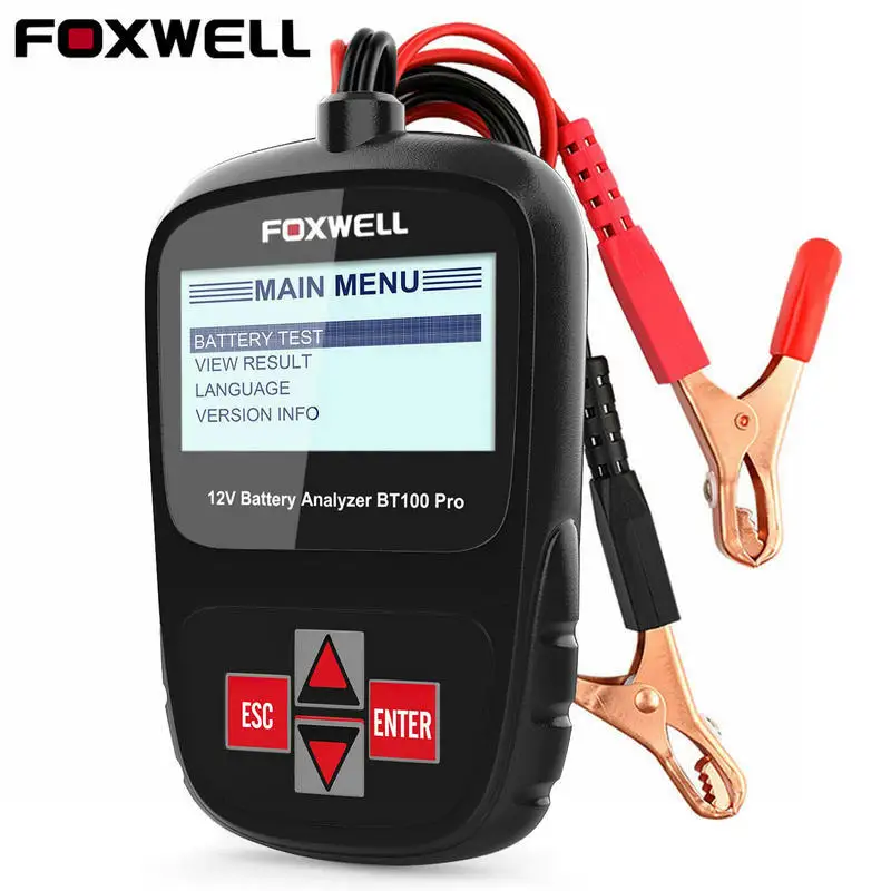 Foxwell BT100 Pro 12 В тестер автомобильного аккумулятора 100-1100 CCA 30-200 AH тестер батареи анализатор 12 Напряжение Тестер нагрузки батареи - изображение
