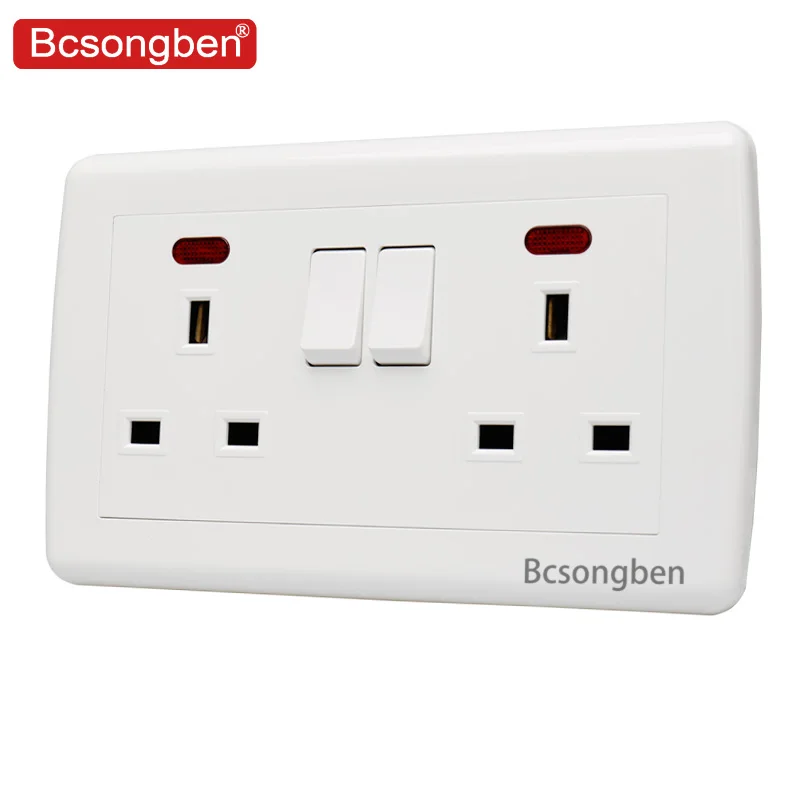 

Bcsongben pop Manufacturer UK Standard Wall Power switch Socket, White pc Panel, 13A Wall Outlet, Joint panel socket