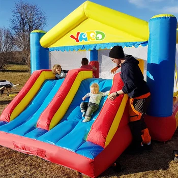 

Kids Inflatable Games Double Slides Obstacle Bouncy Castle 5x4x2.7m Inflatable Castle Bounce House For Kids Funny Play Party