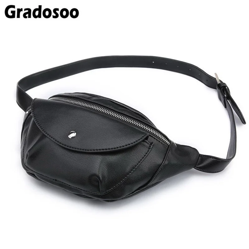 

Gradosoo Soft PU Leather Waist Bags Casual Belt Waist Pack Chest Bag Female Unisex Money Phone Bag Fanny Pack Belly Bags LBF360