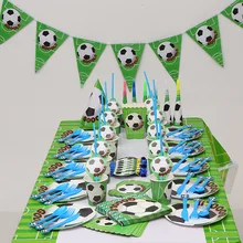 Por Football Wedding Favors Football Theme Birthday Party Tableware Set Napkin Cups Tablecloth Flags Plates Kids Favor Boys Decoration