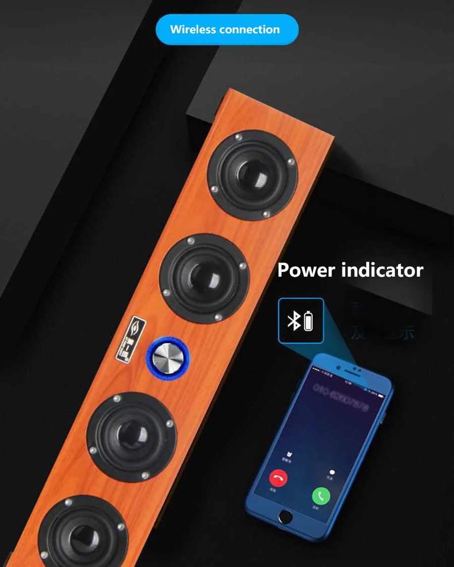 Мини Деревянный беспроводной Bluetooth динамик портативный сабвуфер Handfree звуковая панель для iPhone/Android/с голосовой подсказкой поддержка TFcard