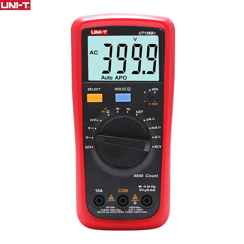UNI T Цифровой мультиметр Авто диапазон 1000 в 10A AC DC вольтметр измеритель емкости