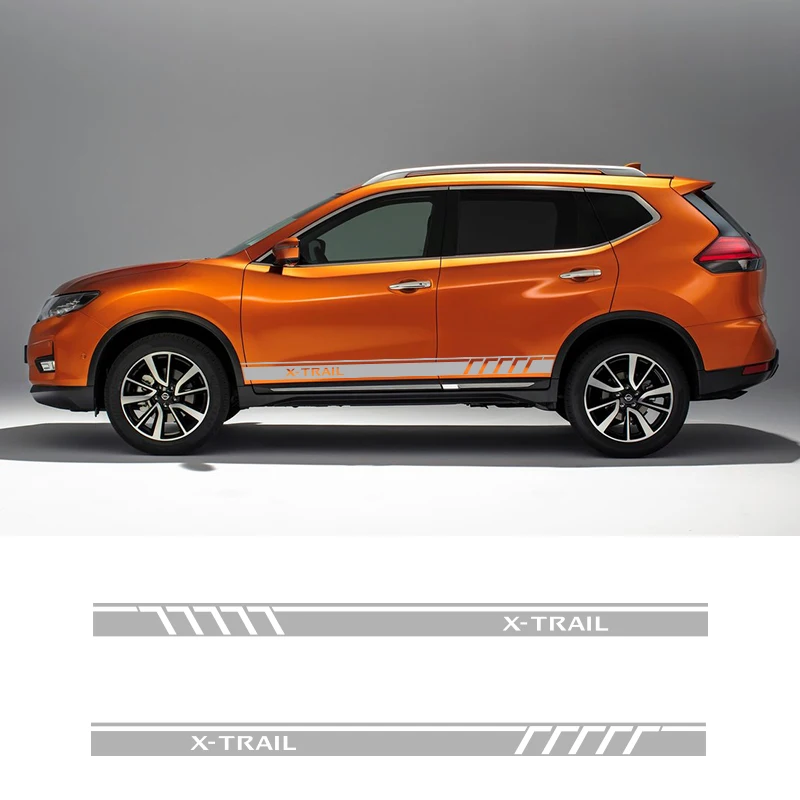  2PCS Racing Sport Door Vinyl Side Stripes Car Styling Body Decor Graphics Sticker For Nissan X-Trai