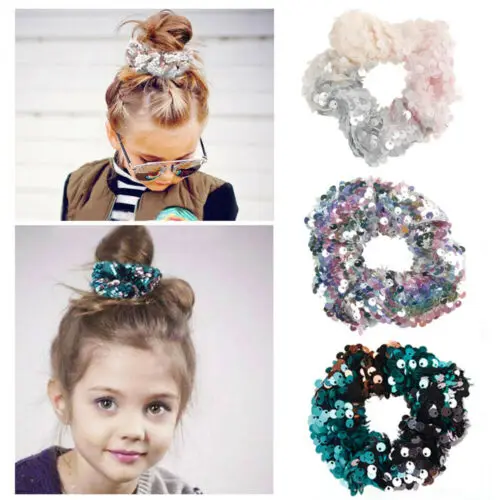 

Elastic Hair bun wrap, flower bun ring flower girls Sequins headband Handmade Headwrap Random Color