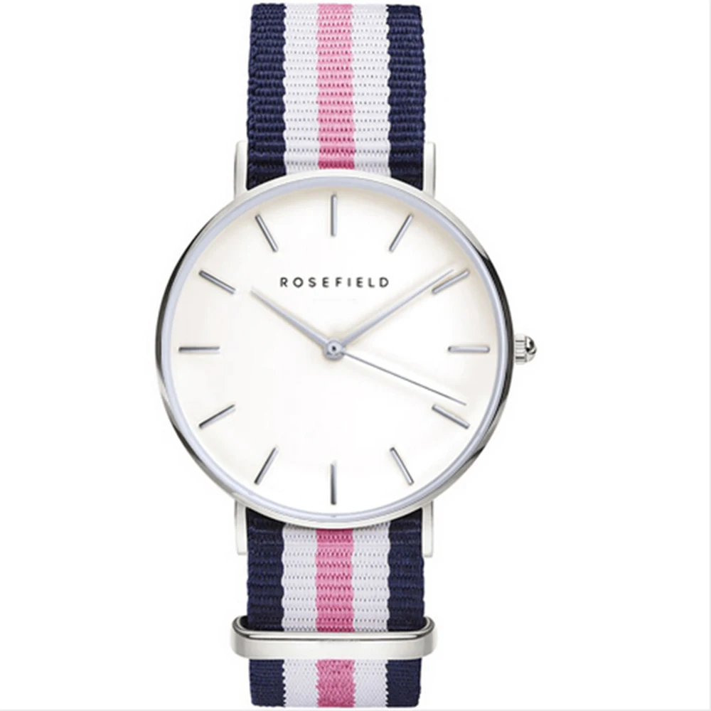 

Sporty Nylon Watches with Unique Style Quartz Casual Fashion Luxury Brand ROSEFIELD for Women