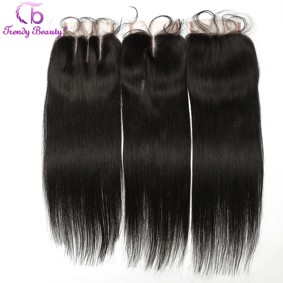 

Trendy Beauty Brazilian Straight 4x4 Lace Closure With Baby Hair 100% Non-Remy Human Hair Free Shipping Middle/Free/Three