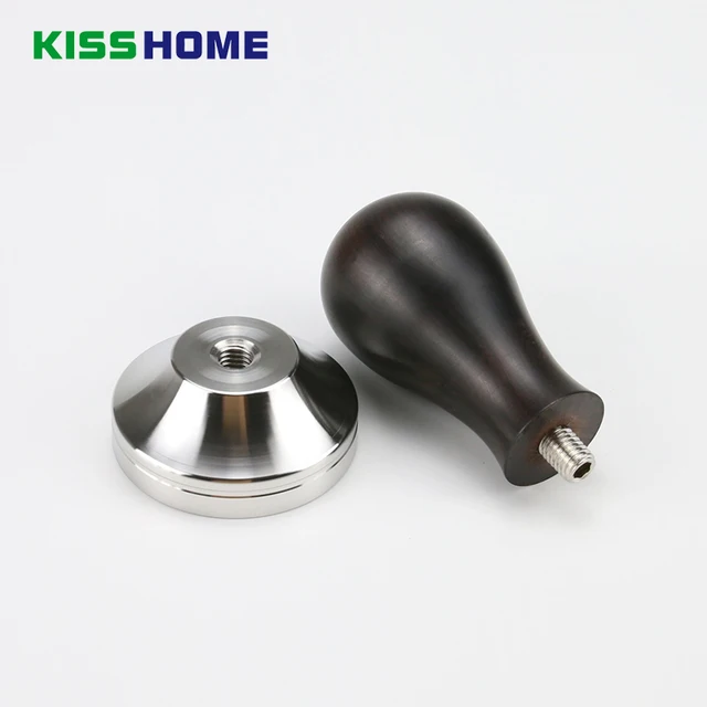 Cheap 41/49/51/53/54/57.5/58/58.35mm African Black Wood Tamper Coffee Powder Hammer with 304 Stainless Steel Base Coffee Accessories