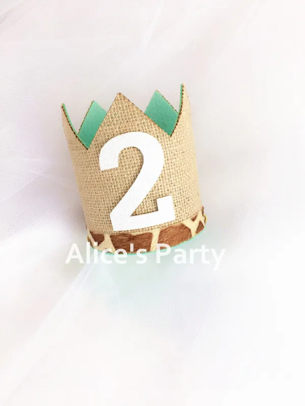 

Handmade Safari Jungle Birthday Party Hat Tropic Giraffe Pattern White 2 Decoration Smash Cake Decor Baby 1st Baby Shower Crown