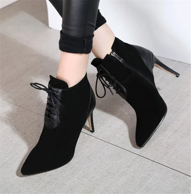 

2016 autumn and winter in Europe and America Martin pointed high-heeled boots fine with female temperament leather shoes SUB1986