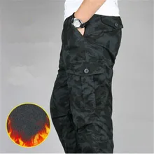 Зимние теплые флисовые брюки мужские черные камуфляжные брюки карго мужские мешковатые военные тактические брюки повседневные Хлопковые Штаны с несколькими карманами 6XL