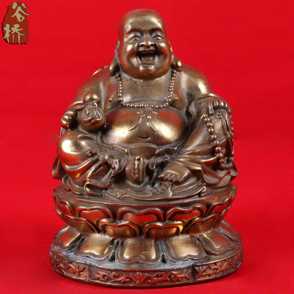 

Bronze sculpture, laughing buddha crafts lucky buddha maitreya buddha decoration handmade bronze sculpture, decoration