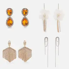 Dvacaman ZA новые Кристальные висячие серьги для женщин Свадебные Висячие серьги из смолы с цветами вечерние ювелирные изделия для девушек