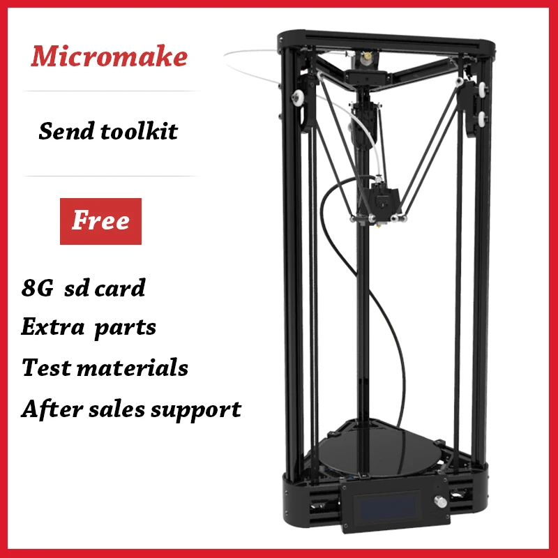 Micromake 3d Принтер шкив версия DIY kit Металл 3D принтер коссель Delta с 8 г SD карты и
