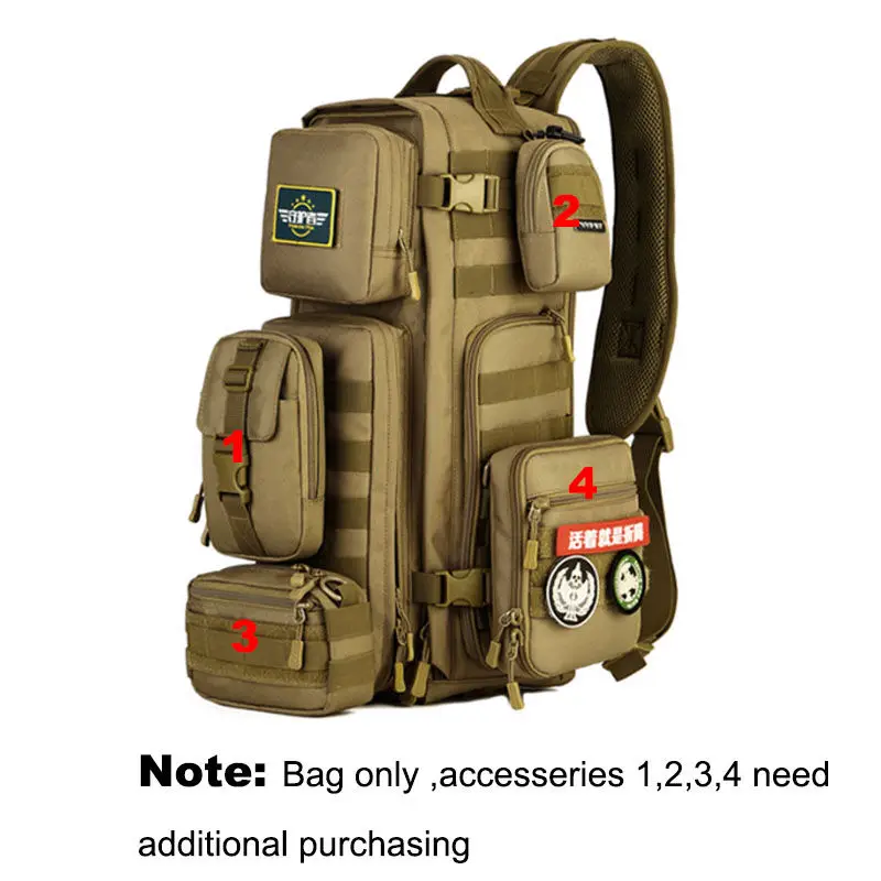 Los hombres pecho mochila hombres bolsas de un solo hombro hombre viajes grandes militares Molle bolsas al aire libre mochila XA495WA - 3