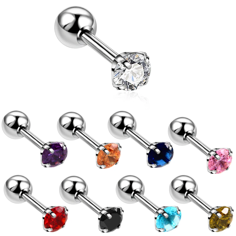 1 шт., 5 стильных сережек, сексуальные маленькие кристаллы циркона, разноцветные винтовые серьги-гвоздики для женщин и девочек, детские ювелирные изделия для пирсинга