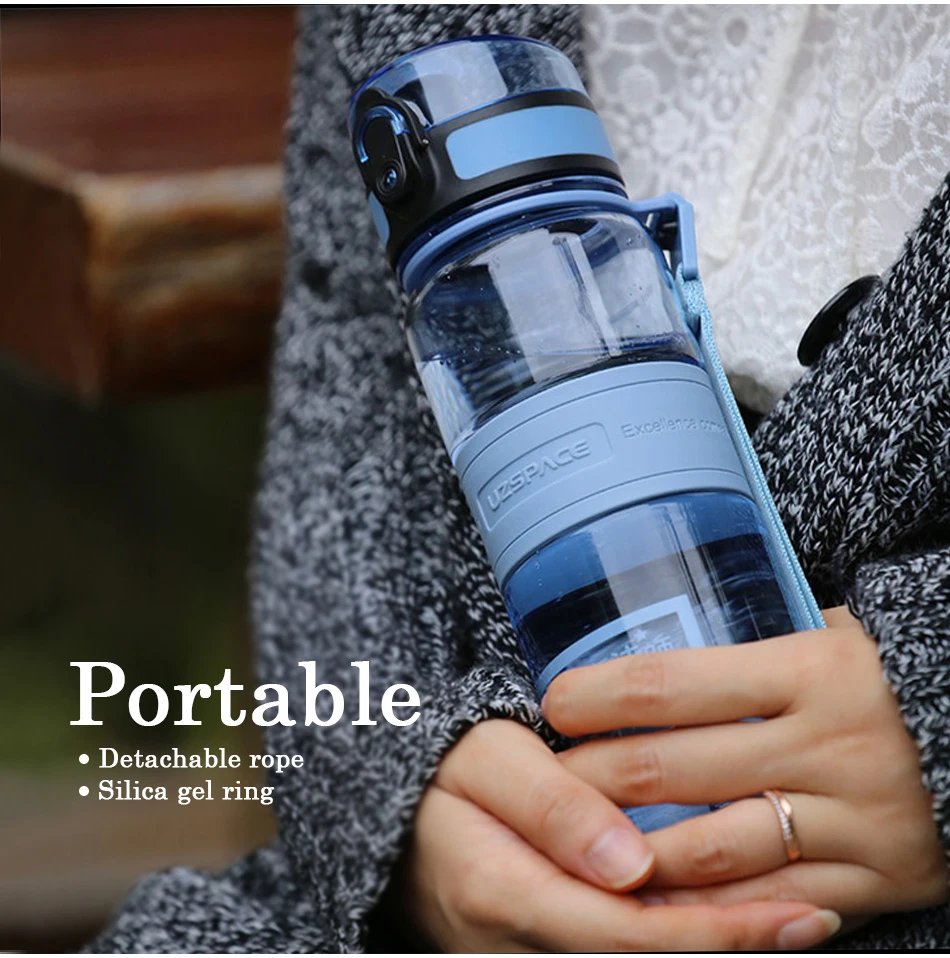UZSPACE Water Bottles Fruit Tea Sport Portable LeakProof Shaker Tritan Plastic Drinkware 350ml500ml650ml BPA Free with Filter02