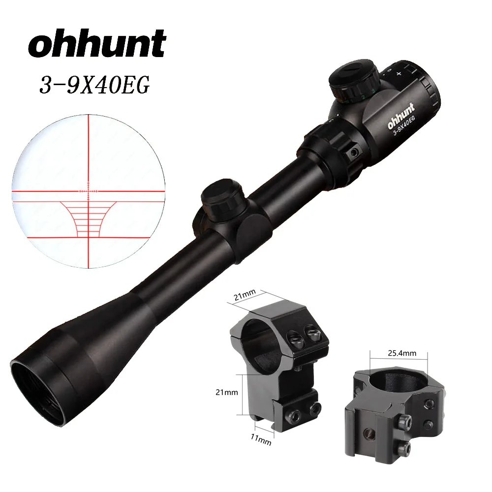 Ohhunt прицел пневматической винтовки 3-9X40E красный зеленый прибор ночного видения для освещения охотничий арбалет прицел. 177. 22 Калибр пневматическое оружие - Цвет: 25.4mm-Dovetail-