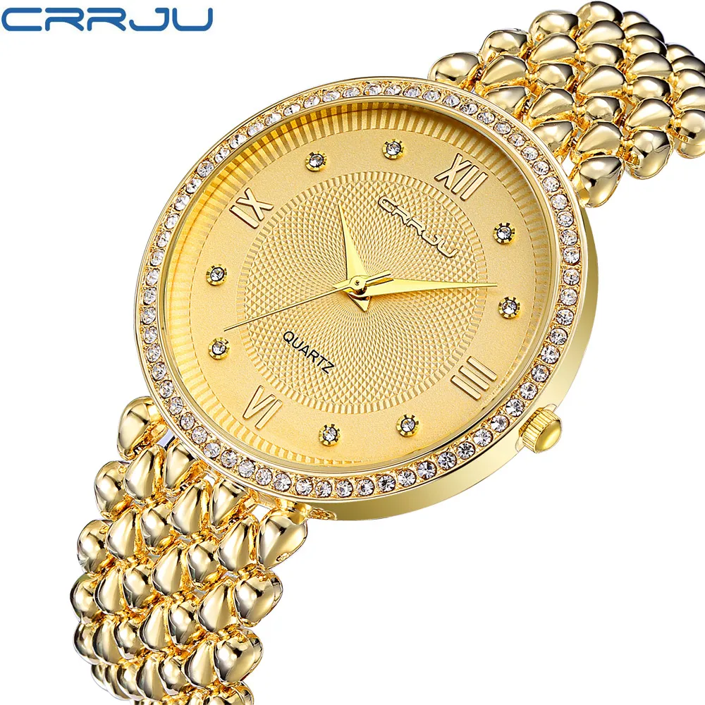 CRRJU для женщин часы ультра тонкий нержавеющая сталь женские кварцевые часы повседневное браслет с часами любовника женский подарок