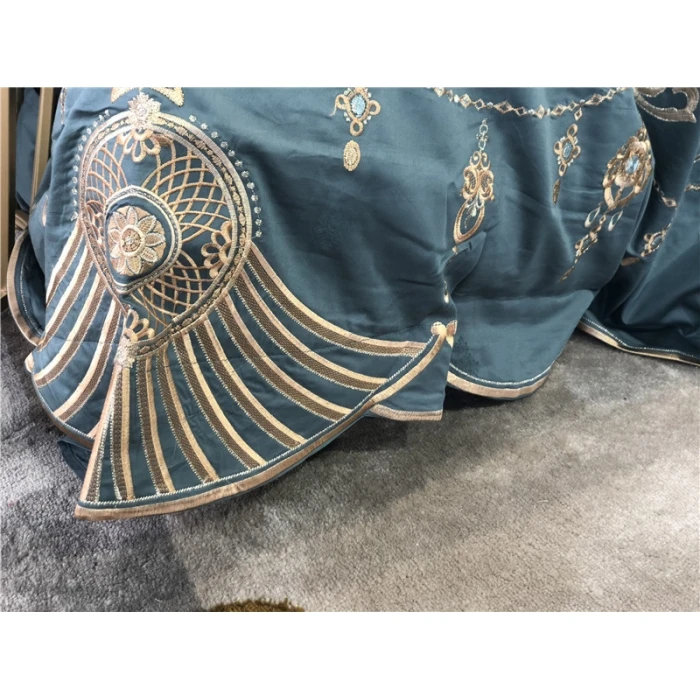 1000TC из египетского хлопка Royal Luxury постельных принадлежностей синий Король queen Размеры вышивка постельный комплект пододеяльник комплект