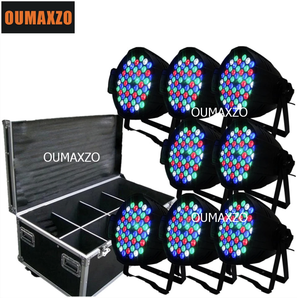 8pcs/lot&flight case 54pcs3w Led RGBW Par Light DMX512/Auto/Sound