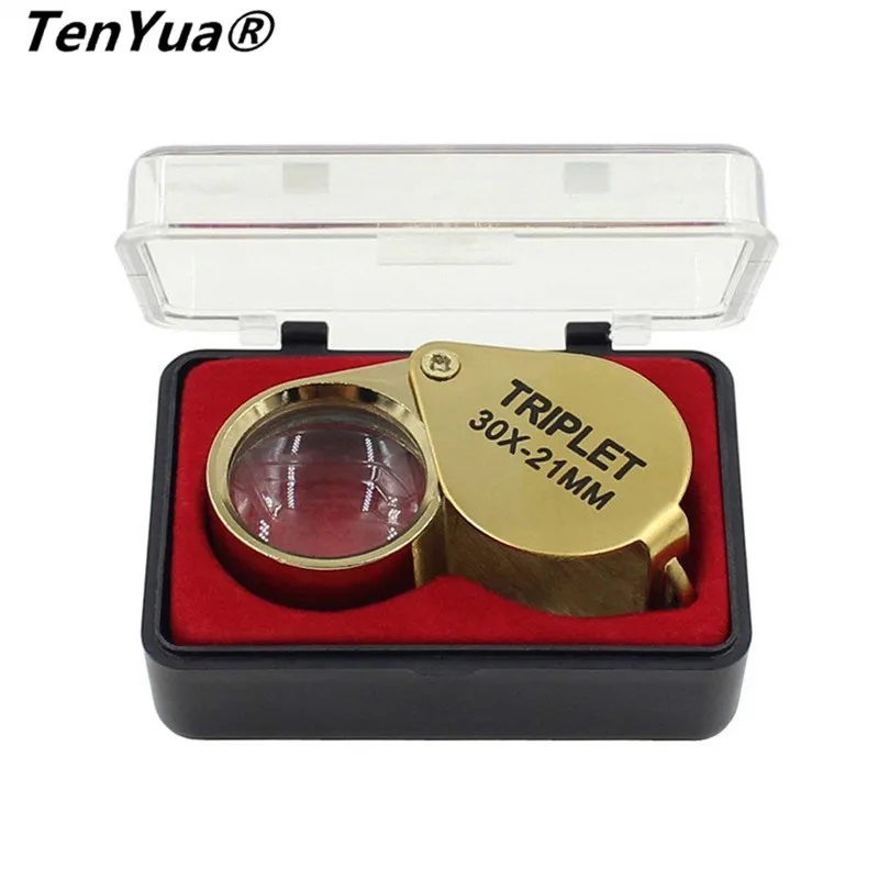 

TenYua Mini 30x Power 21mm Jewelers Magnifier Magnifying glass Eye Loupe Jewelry Store Gold New Jeweler loupe