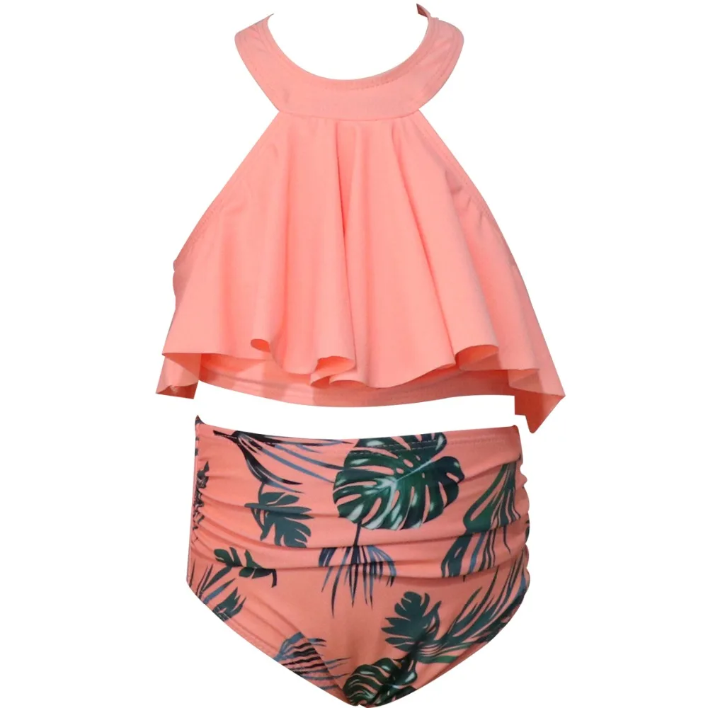 

Girls Swimwear Two Piece Swimsuit Bikini Set High Waist Bathing Suit