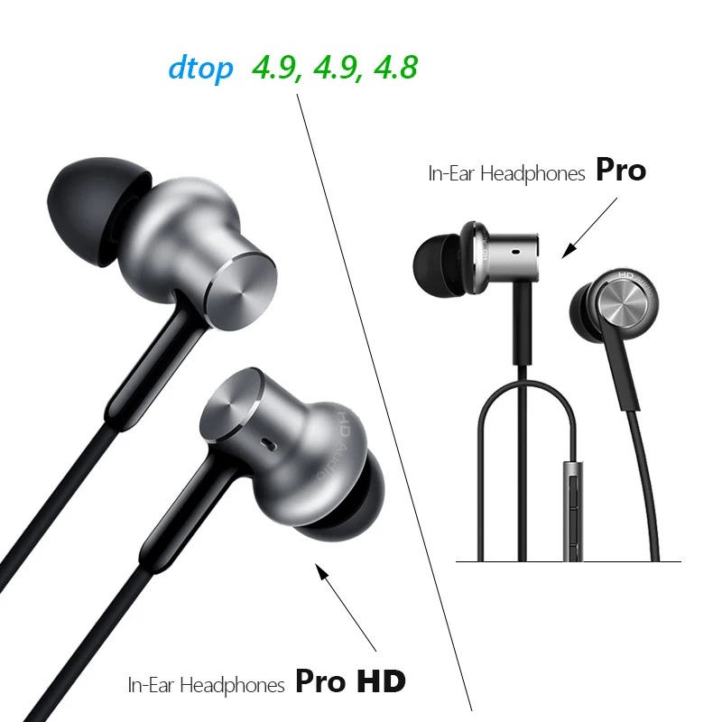 

Original Xiaomi Mi In-Ear Hybrid Pro HD Earphone With Mic Noise Cancelling Mi earphones for xiaomi mi6 Redmi 4 Mobile Phones