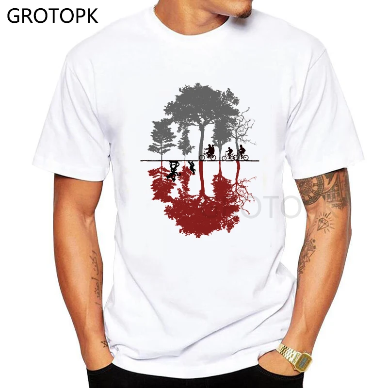 

American Horror Story T Shirt Looking for The Upside Down Stranger Things Mike and Eleven Funny Horror Scare T Shirt Male Top