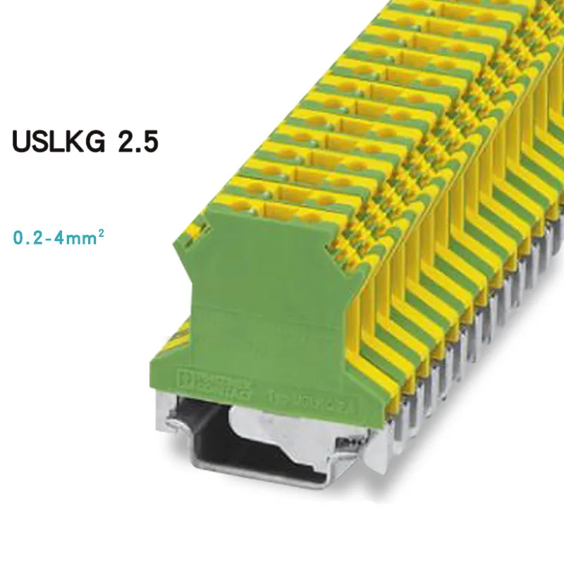 10 шт./лот USLKG-2.5 din-рейку заземления клеммные колодки Феникс тип универсальный разъем проводки винтовой терминал USLKG2.5N