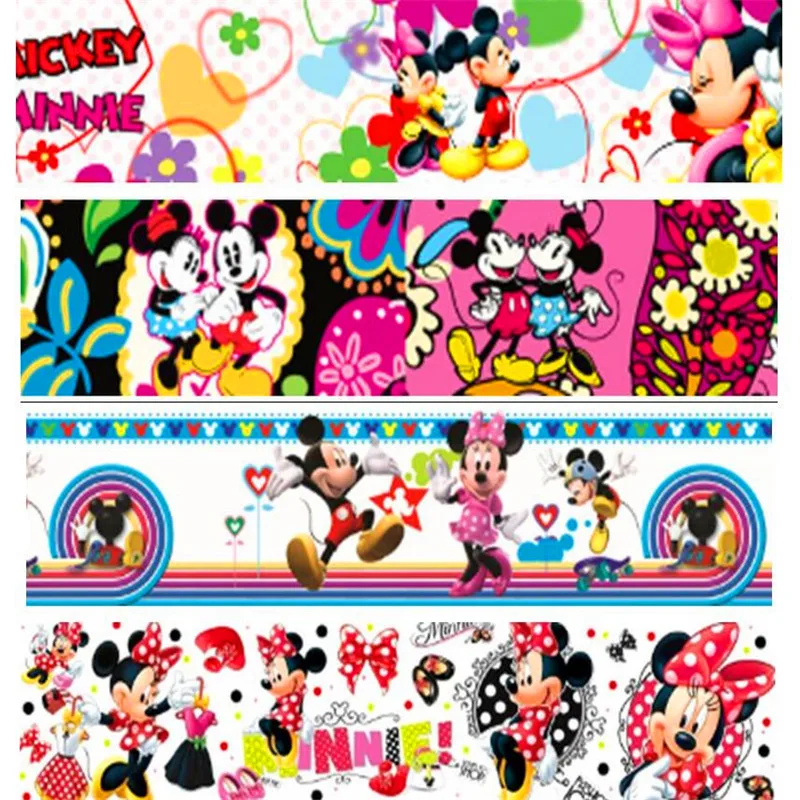 

16 25 38 50 75mm width mickey minnie printed polyester Grosgrain Ribbon or Satin Ribbon MR07