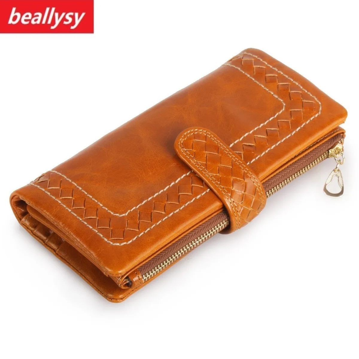 

New Style Women Wallets Brand Design High Quality Oil Genuine Leather Wallet Female Hasp Fashion Dollar Price Long Women Wallet