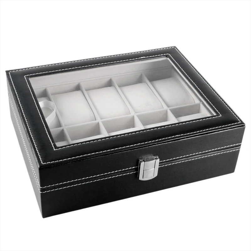 Классический Органайзер модная подарочная коробка Дисплей Чехол Подушка для хранения пены Pad черная кожаная коробка для часов