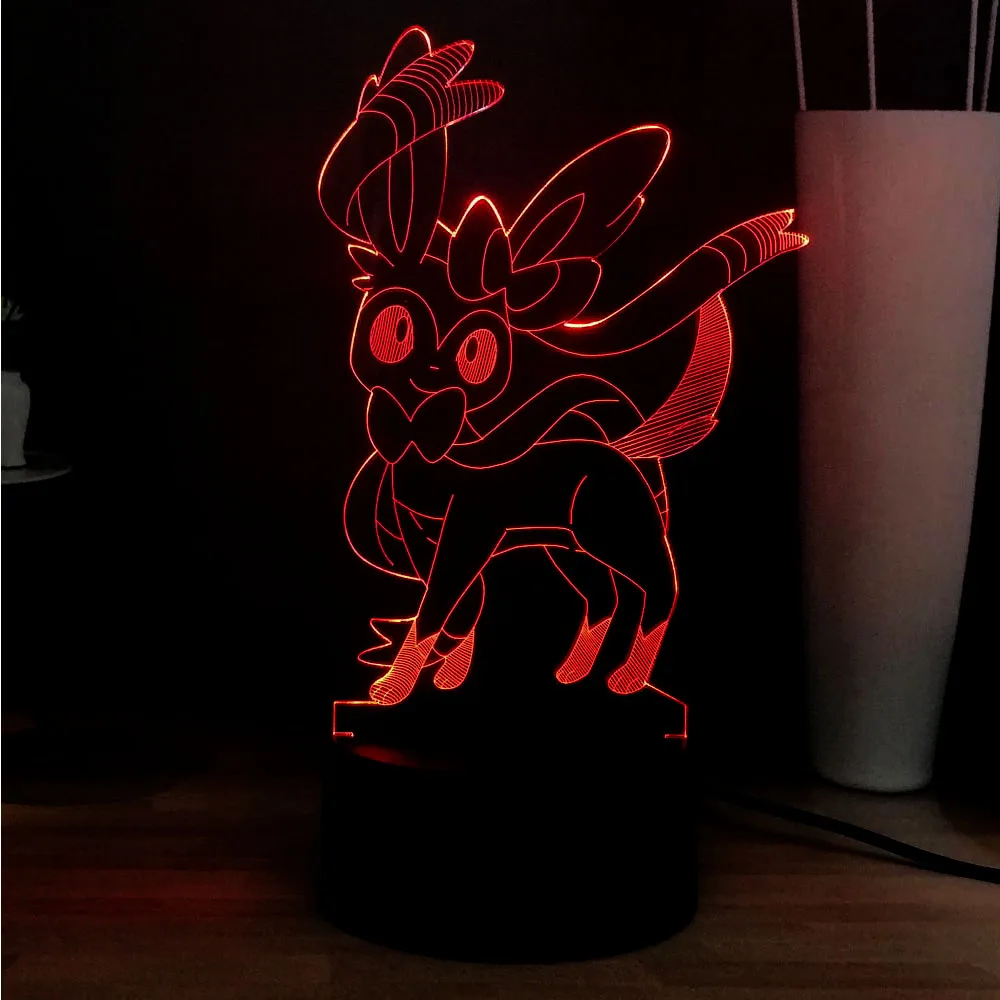 

Lovely 3D Bedside Lamp Decor Pokemon Figure Pretty Fairy Elves 7 Color Change luces LED Sleep Night Light Kids Birthday Gift Toy